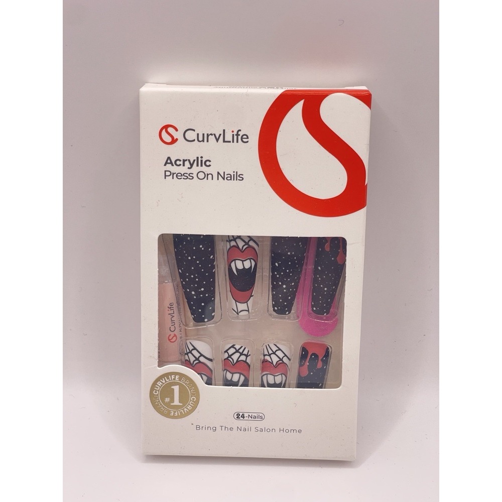 Curvlife Acrylic Press On Nails Halloween Flexi-Fit Technology ‎ NEW